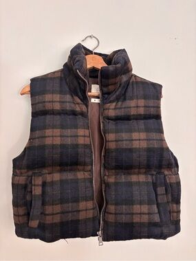 Stoosh Brown & Navy Plaid Puffer Vest